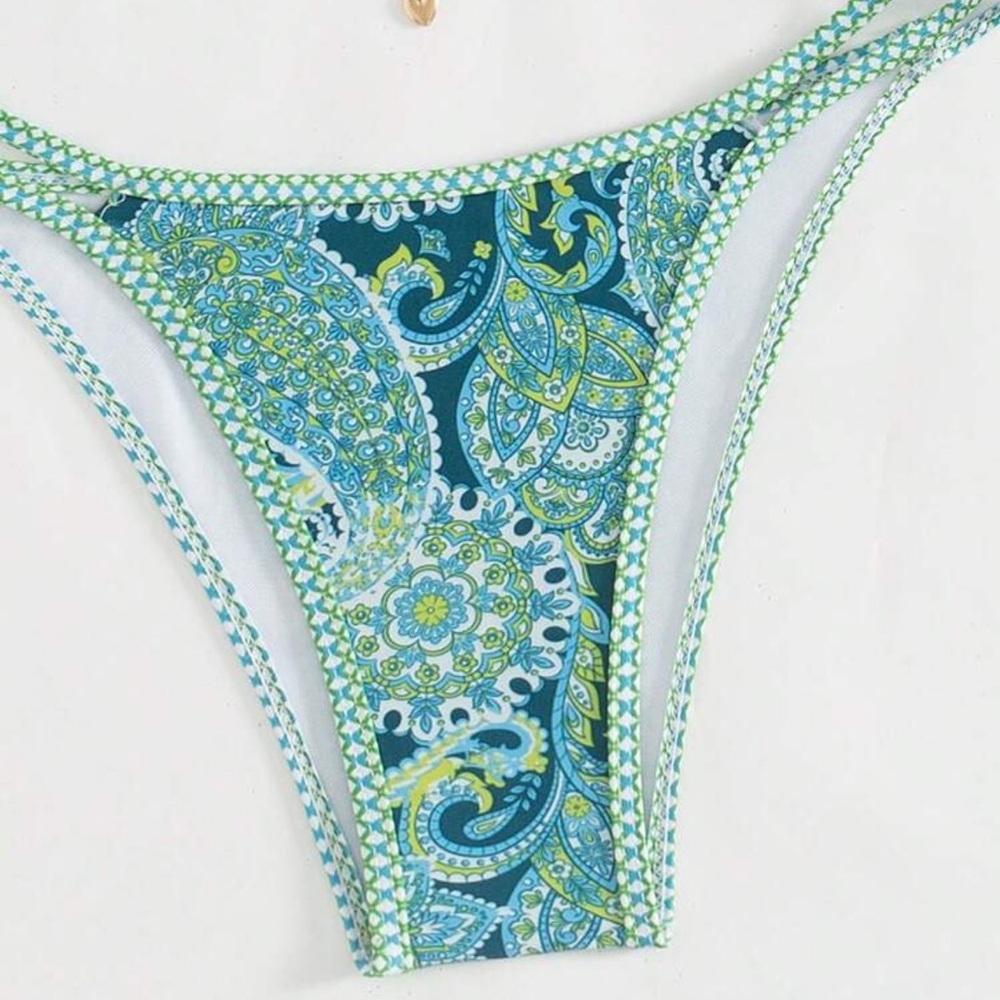 Rebellious Rose Turquoise Bikini View 4